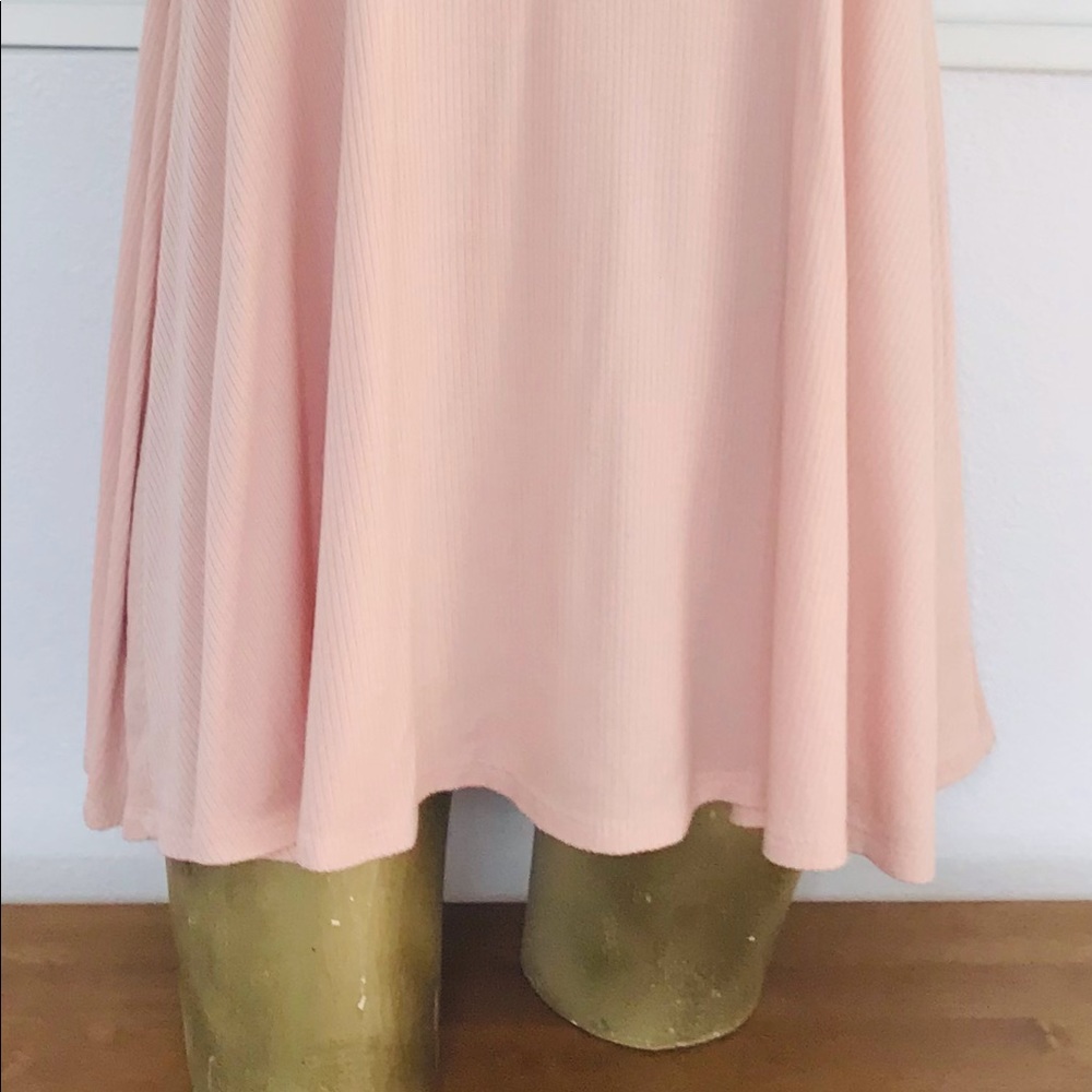 CHAMPAGNE Stretch Ribbed Knit SWING DRESS Medium - Picture 4 of 9